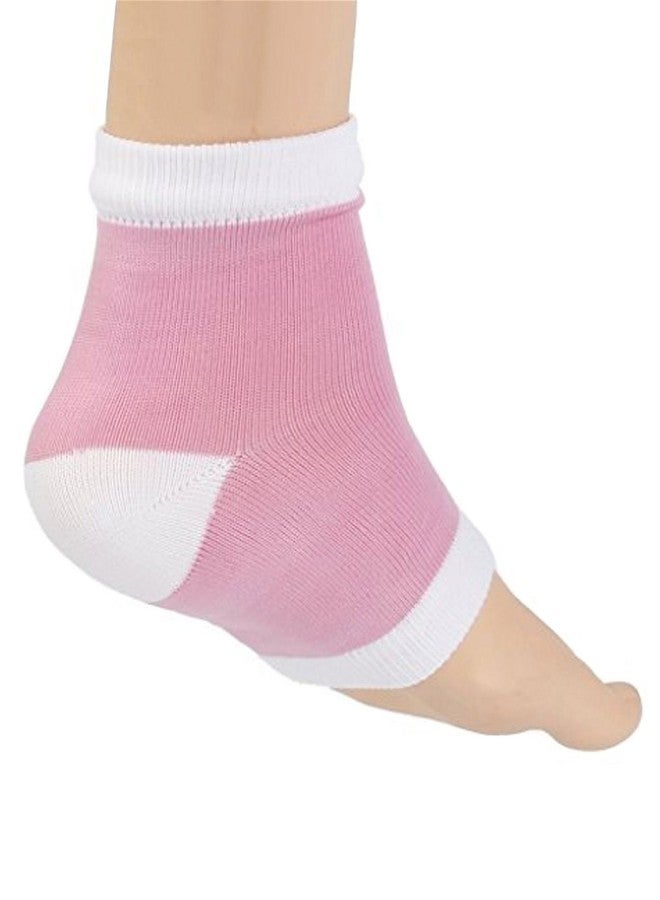 Runee High Quality Moisturizing Silicone Gel Heel Socks for Dry, Hard, Cracked Skin, Open Toe (Pink) - Image 1